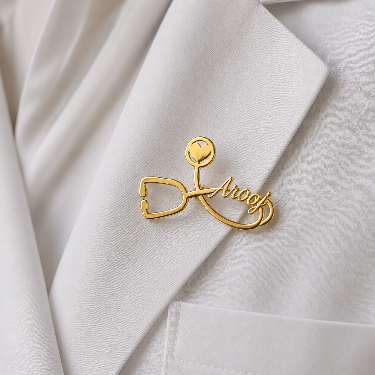 Personalized Stethoscope Name Brooch Pin – Custom Doctor & Nurse Name Badge