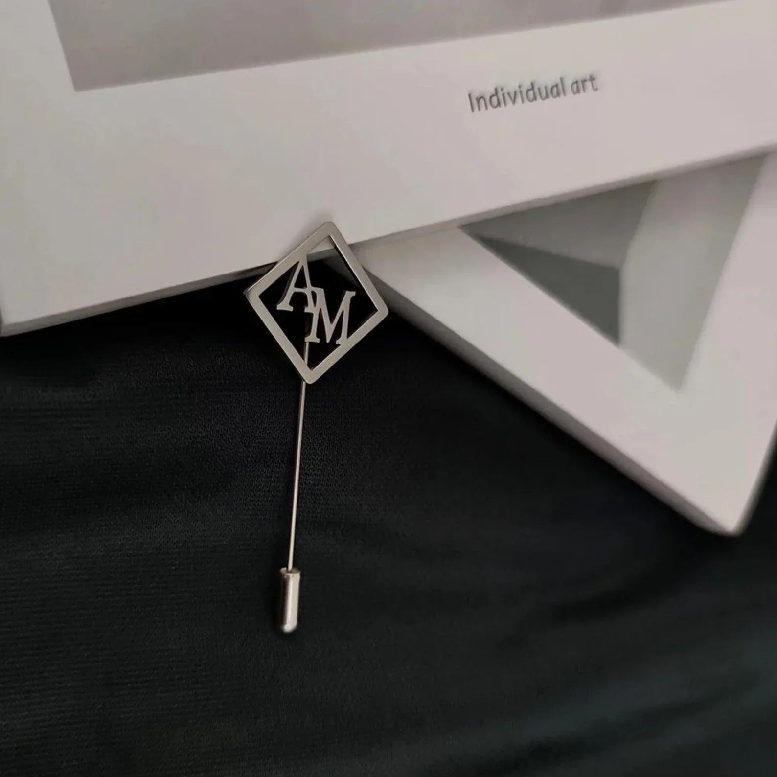 Personalized Geometric Initial Lapel Pin Brooch