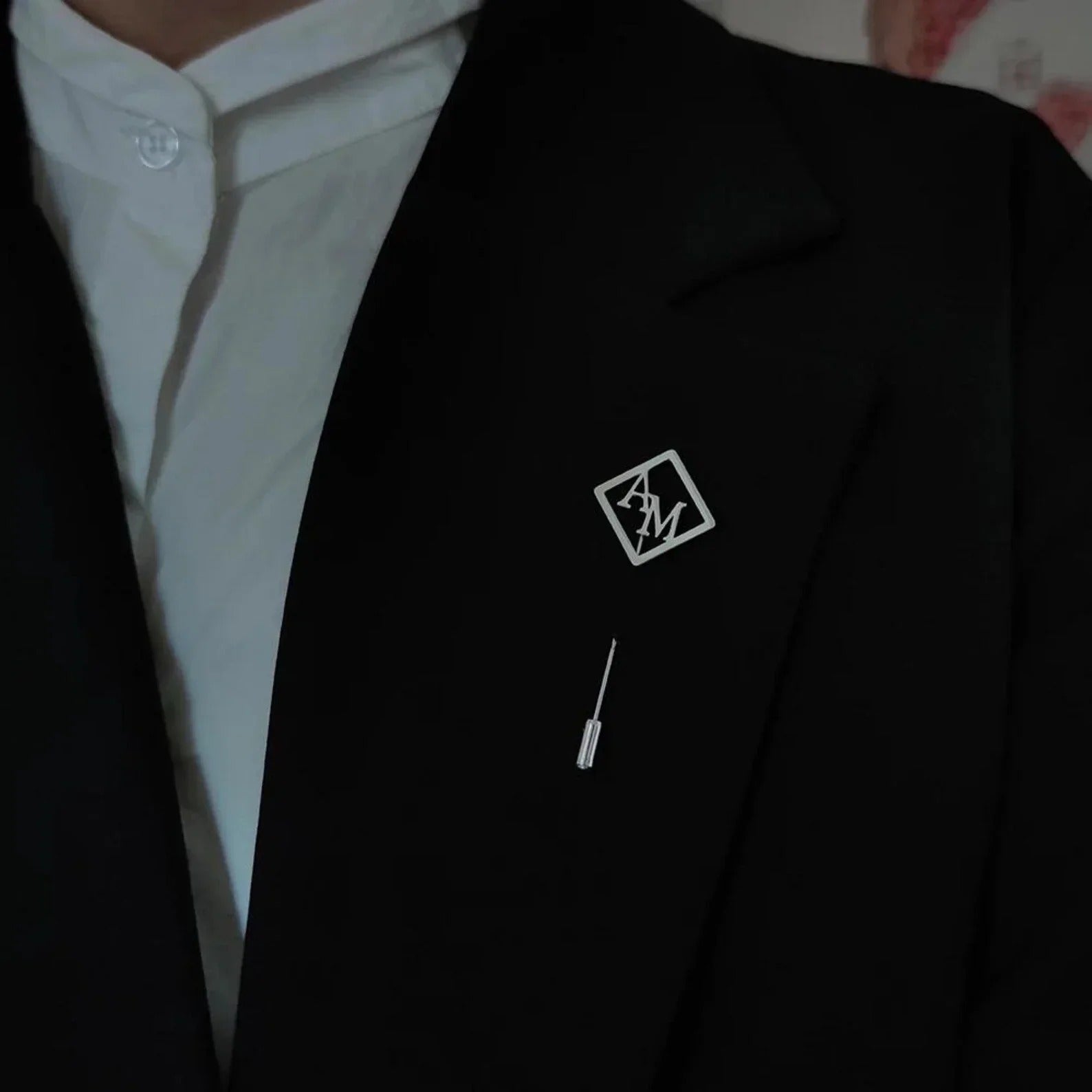 Personalized Geometric Initial Lapel Pin Brooch