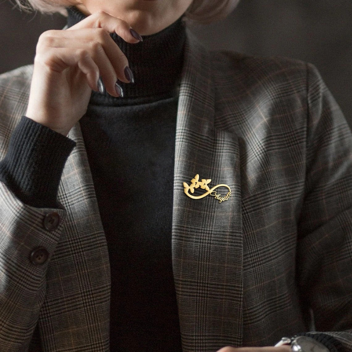Personalized Infinity Name Brooch For Women