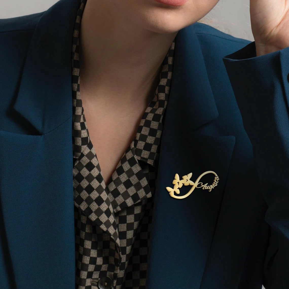 Personalized Infinity Name Brooch For Women