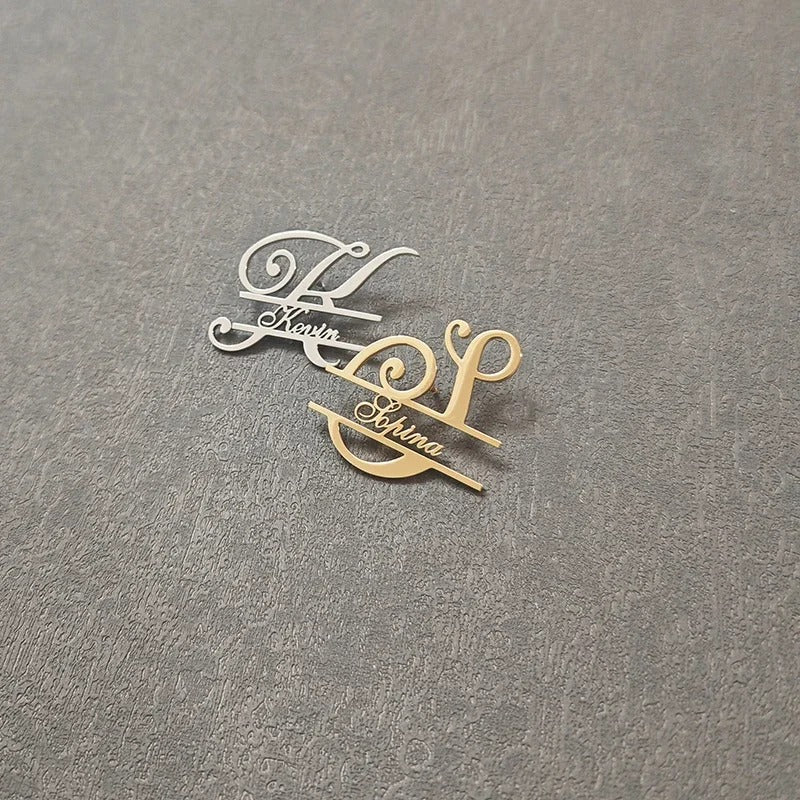 Personalized Initial Name Inlay Brooch