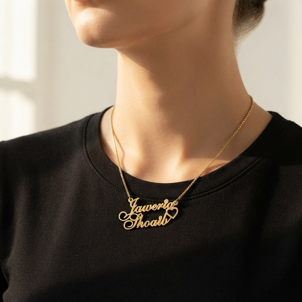 Vivace Heart Couple Name Necklace