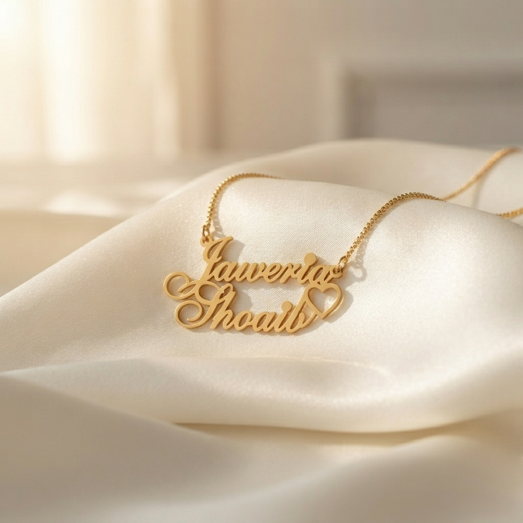 Vivace Heart Couple Name Necklace