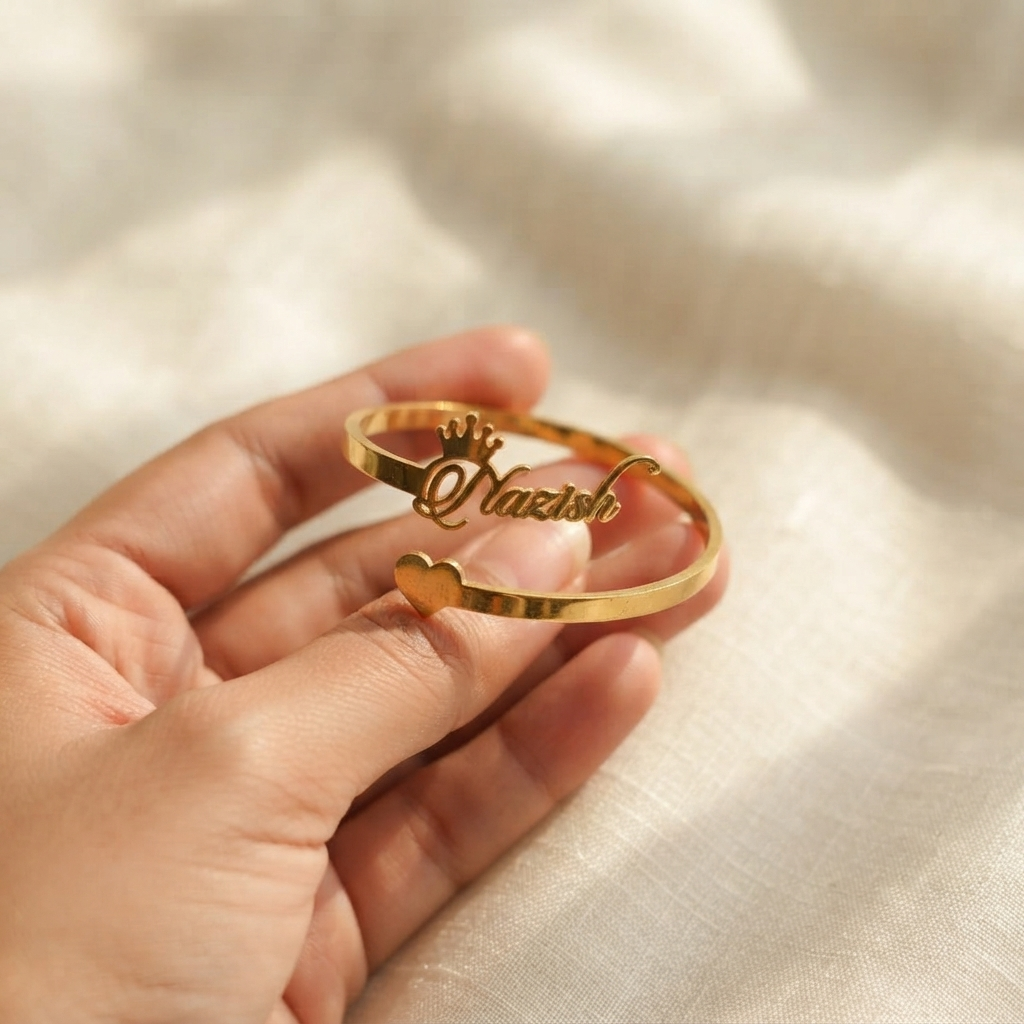 Classic Crown Personalized Name Cuff Bracelet