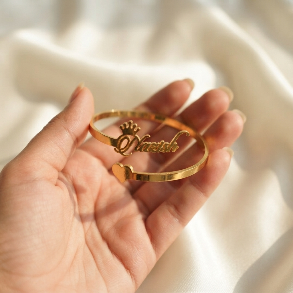 Classic Crown Personalized Name Cuff Bracelet