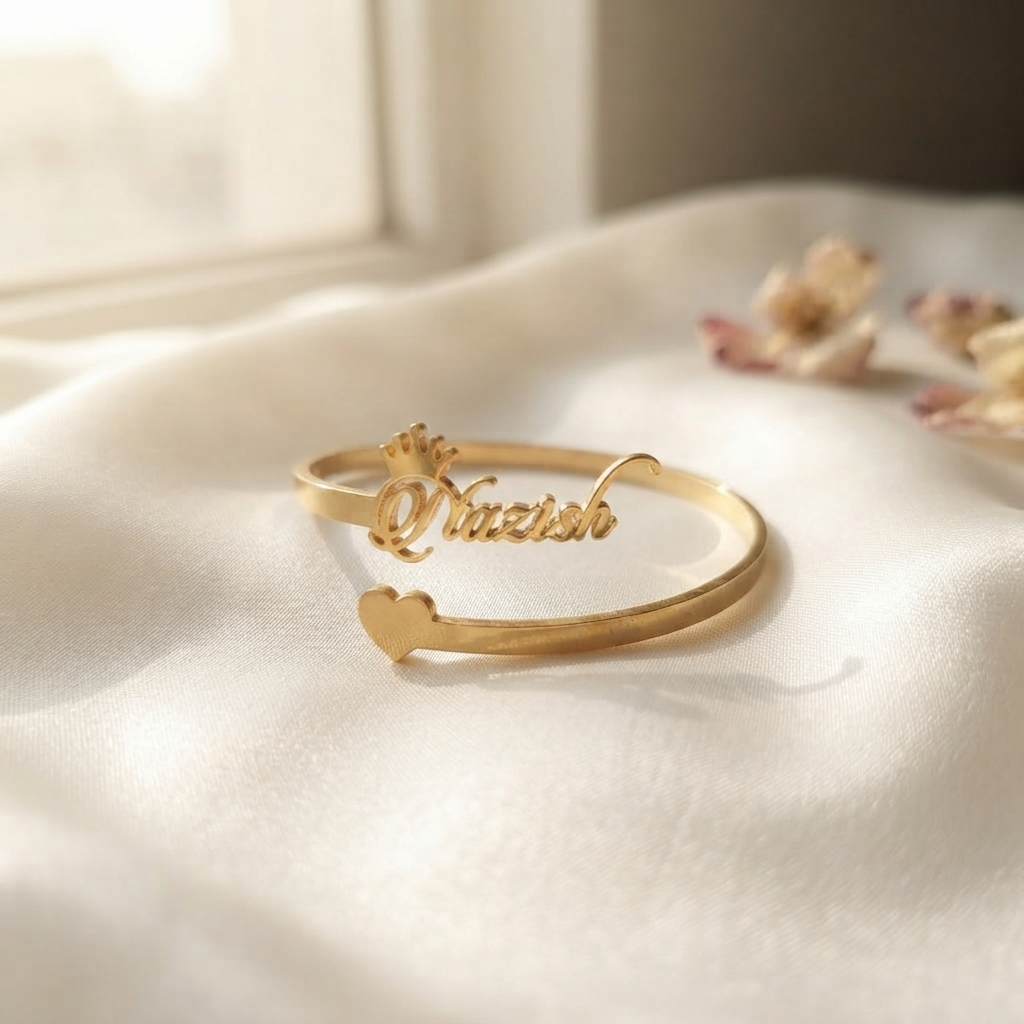 Classic Crown Personalized Name Cuff Bracelet