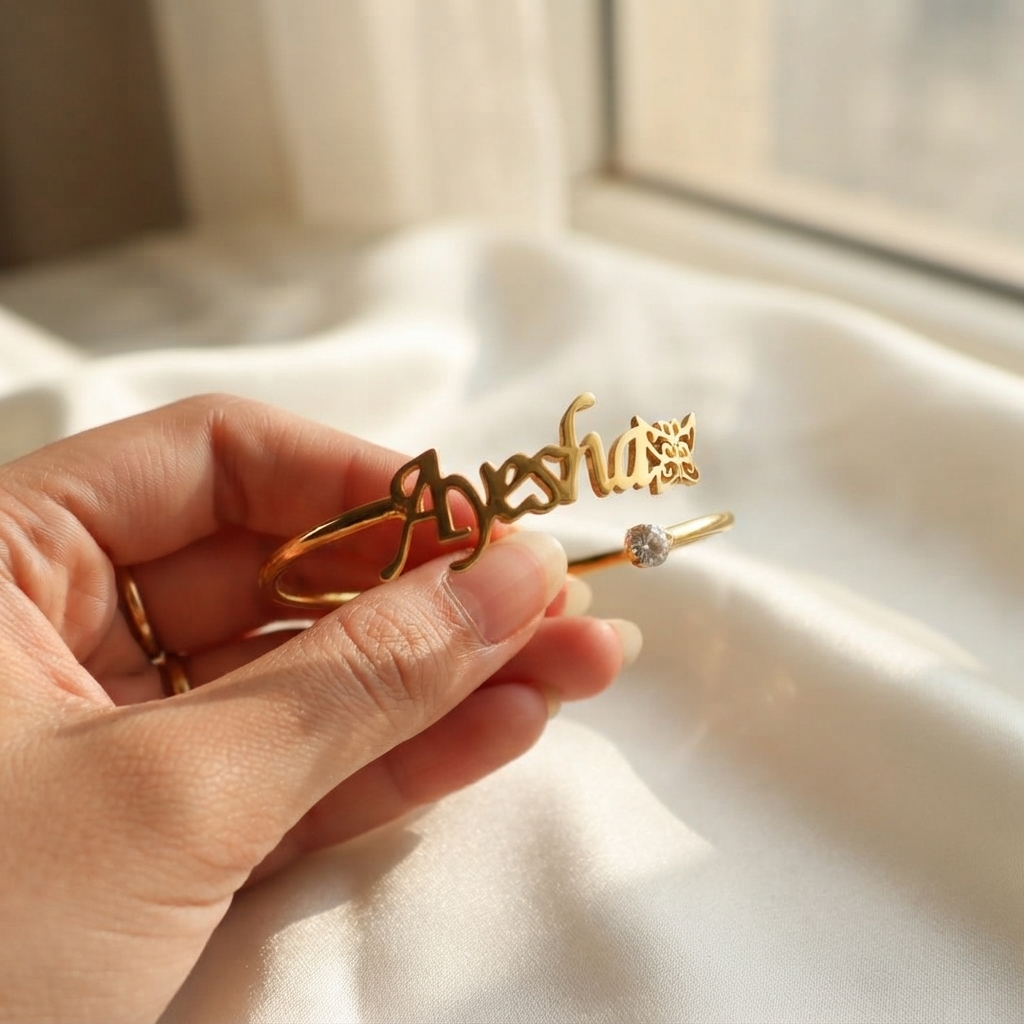 Mono Butterfly Personalized Name Cuff Bracelet