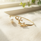 Arabic Pearl Personalized Name Cuff Bracelet