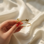 Cursive Butterfly Personalized Name Cuff Bracelet