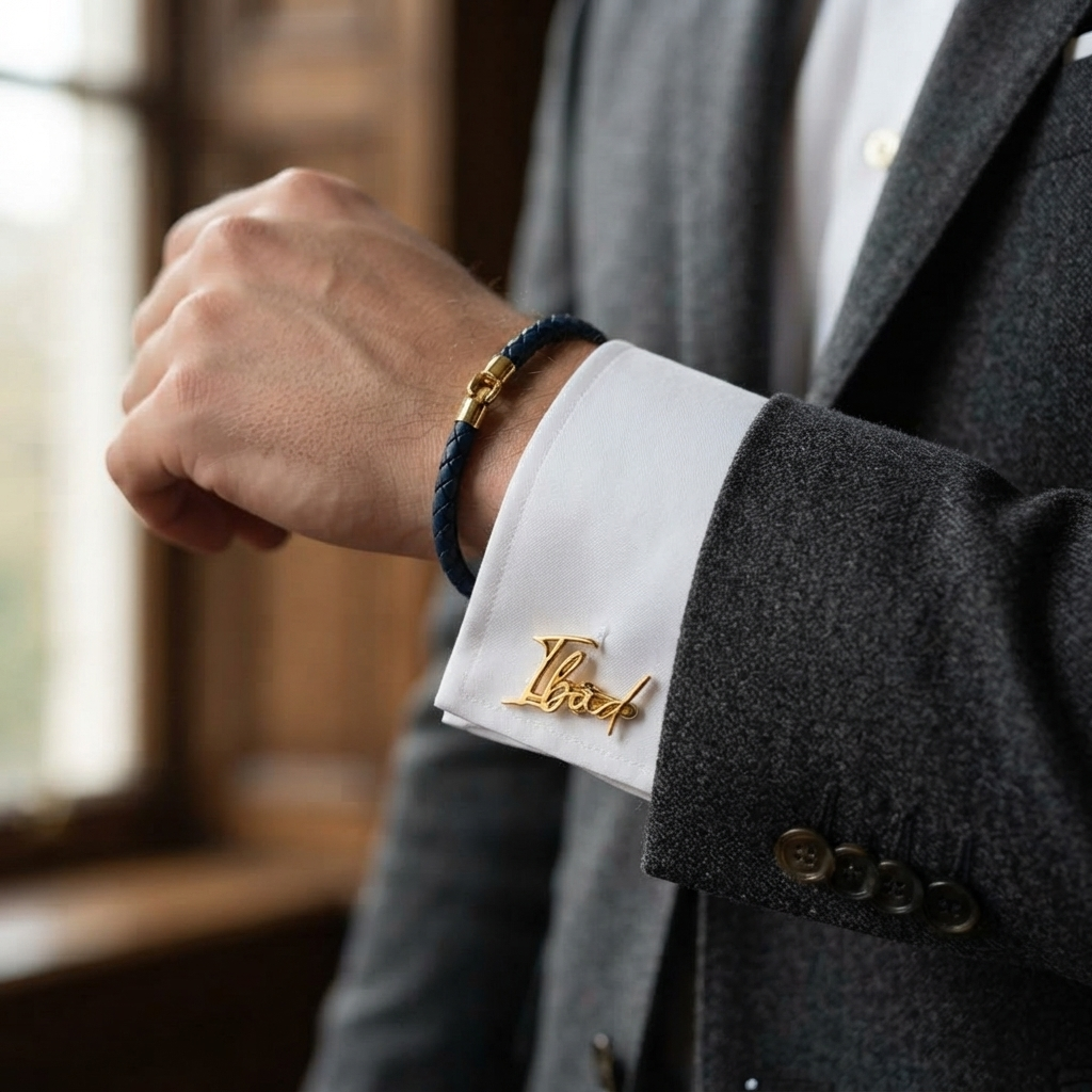 Cursive Name Cufflinks For Men