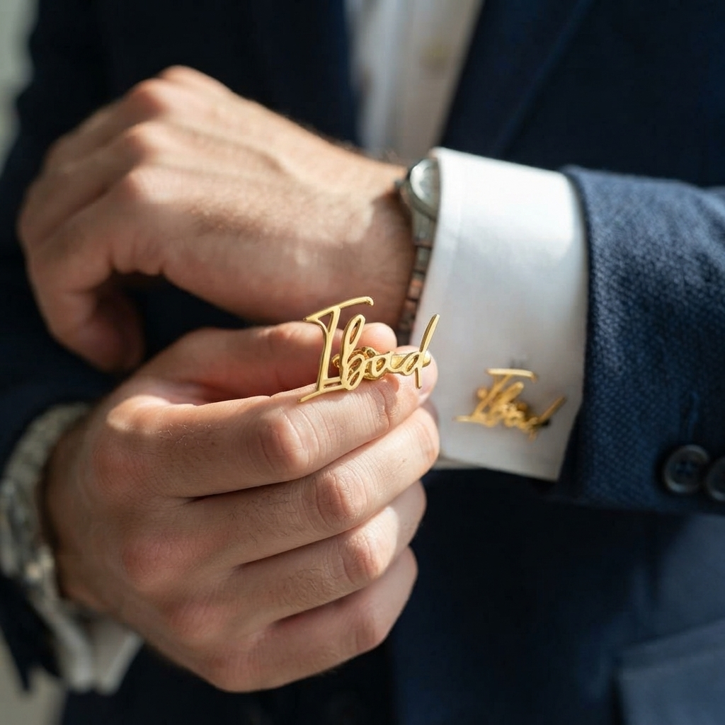 Cursive Name Cufflinks For Men