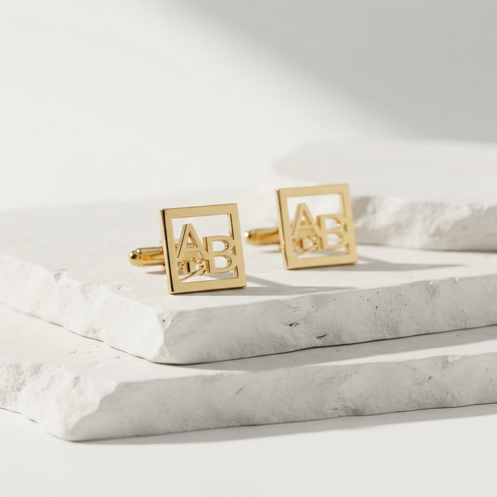 Box Initials Cufflinks For Men