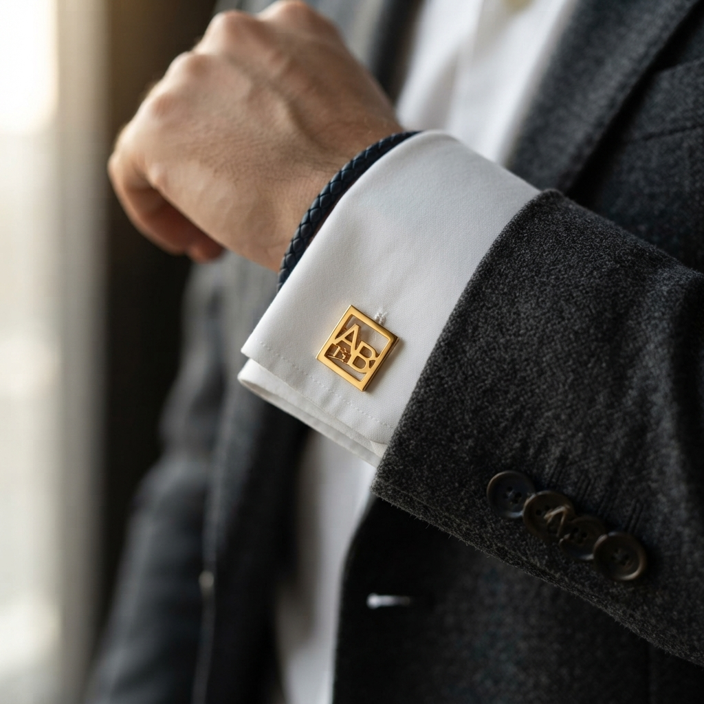 Box Initials Cufflinks For Men