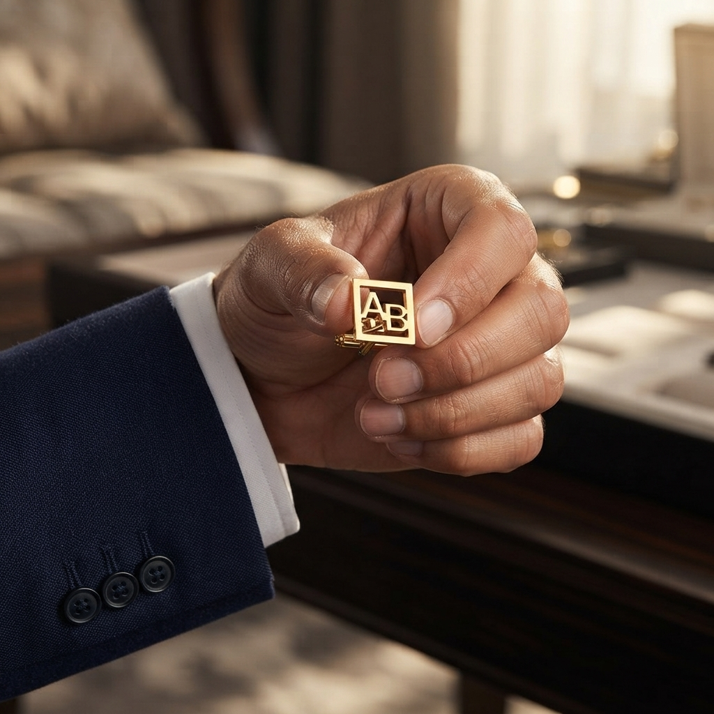 Box Initials Cufflinks For Men
