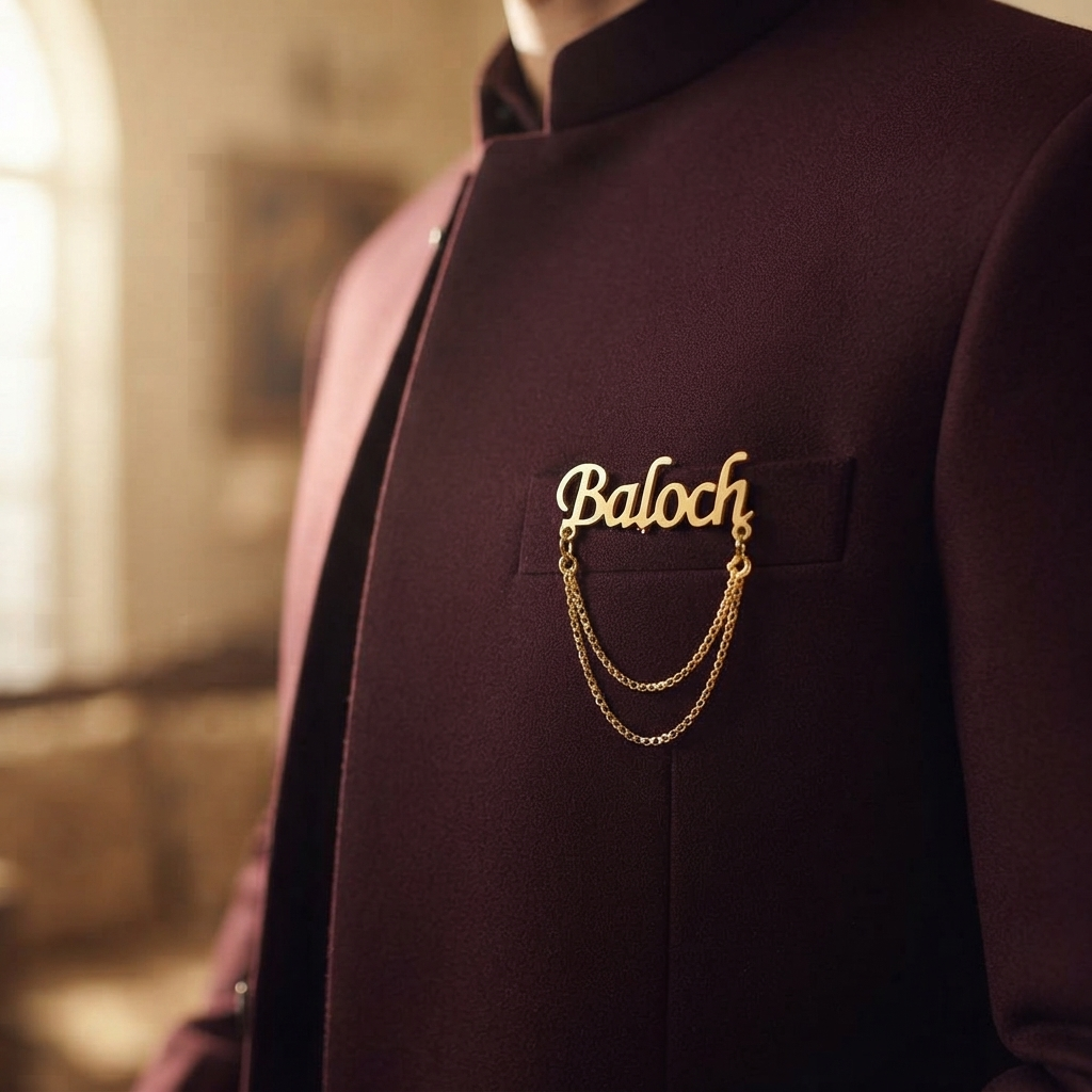 Classic Chain Name Brooch For Men