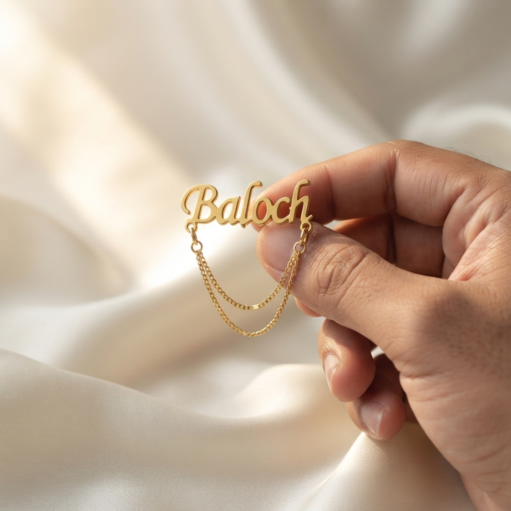 Classic Chain Name Brooch For Men