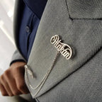 Personalized 2 Names Lapel Pin Brooch with Chain