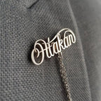 Personalized 2 Names Lapel Pin Brooch with Chain