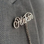 Personalized 2 Names Lapel Pin Brooch with Chain