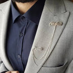 Personalized 2 Names Lapel Pin Brooch with Chain
